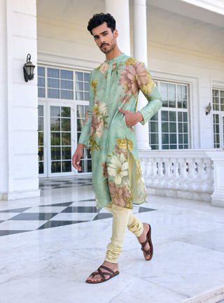 Ilyaz sage green kurta and churidar