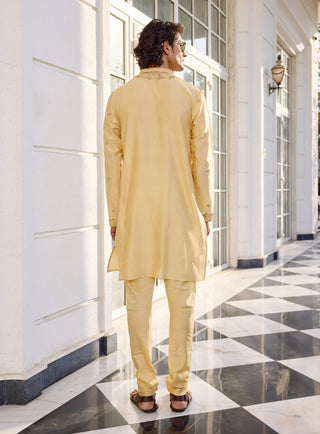 Farman light yellow kurta and pants
