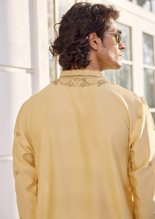 Farman light yellow kurta and pants