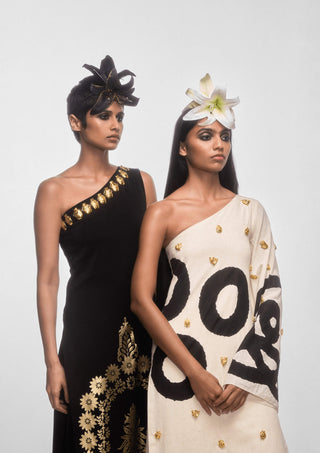 Black Off-Shoulder Kurta And Pants by House Of Masaba, available on Indiaspopup.com