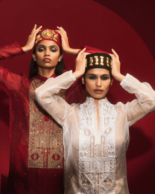 Crimson Tinted Glass Kurta by House Of Masaba, available on Indiaspopup.com