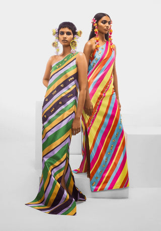 Multicolor Taffy Candy Stripe Dress by House Of Masaba, available on Indiaspopup.com