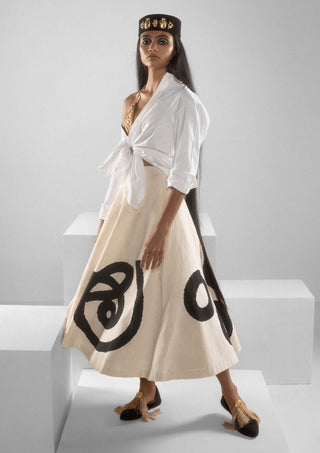 White Tamil Swing Skirt And Shirt by House Of Masaba, available on Indiaspopup.com