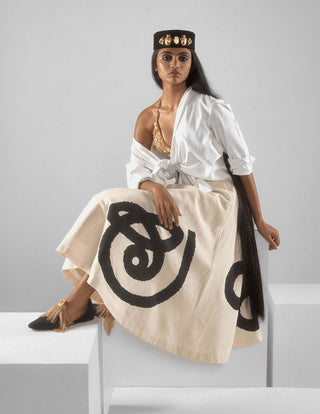 White Tamil Swing Skirt And Shirt by House Of Masaba, available on Indiaspopup.com