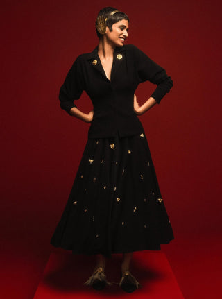 Black Bombay Jacket And Skirt by House Of Masaba, available on Indiaspopup.com