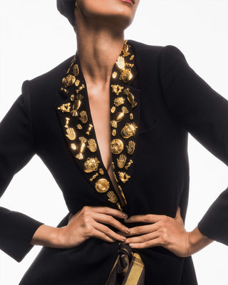 Black Trophy Jacket And Veshti by House Of Masaba, available on Indiaspopup.com