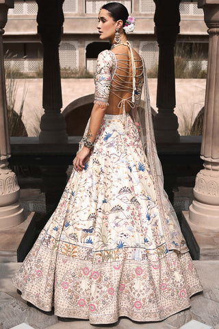 Matsya-Ivory Shikargah Lehenga Set-INDIASPOPUP.COM