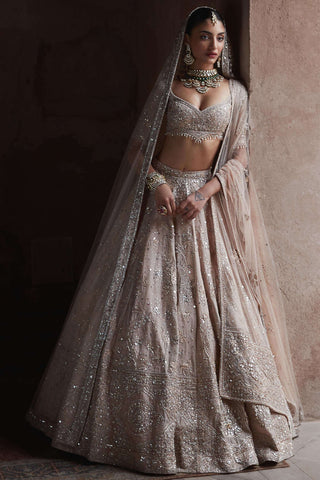 Matsya-Peach Masai Landscape Lehenga Set-INDIASPOPUP.COM
