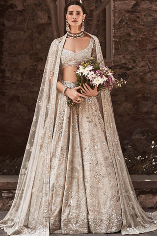 Matsya-Silver Needle Winged Glory Lehenga Set-INDIASPOPUP.COM