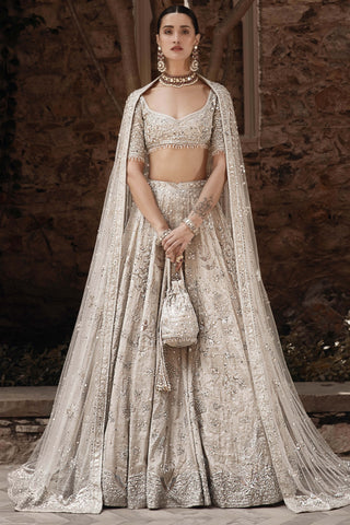 Matsya-Silver Needle Winged Glory Lehenga Set-INDIASPOPUP.COM