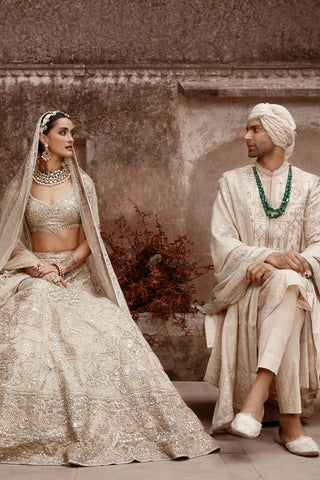 Matsya-Beige Aurum Udaibagh Lehenga Set-INDIASPOPUP.COM