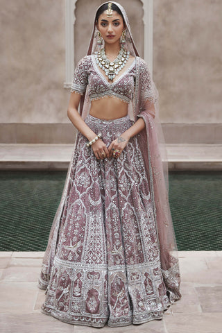 Matsya-French Rose Masai Trinity Lehenga Set-INDIASPOPUP.COM