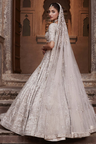 Matsya-Beige Silver Needle Holy Trinity Lehenga Set-INDIASPOPUP.COM