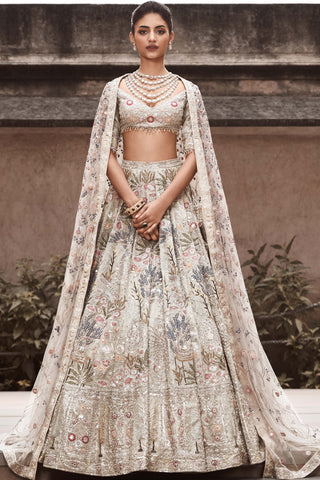 Matsya-Silver Garden Of Eden Lehenga Set-INDIASPOPUP.COM