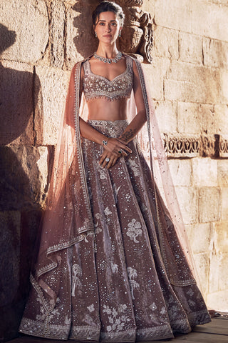 French Rose Opus Lehenga Set by Matsya available on Indiaspopup.com