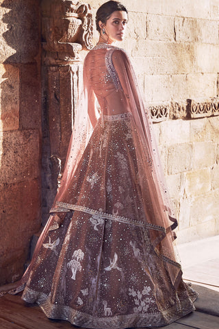 French Rose Opus Lehenga Set by Matsya available on Indiaspopup.com