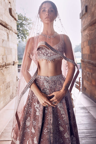 French Rose Opus Lehenga Set by Matsya available on Indiaspopup.com