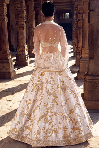 Sona Kora Mini Corset Lehenga Set by Matsya available on Indiaspopup.com