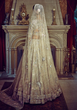 Autumn Antelope-Aged Gold Lehenga Set by Matsya available on Indiaspopup.com