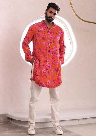 Mahima Mahajan Men-Shiv Orange Kurta And Pants-INDIASPOPUP.COM