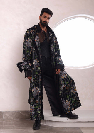 Mahima Mahajan Men-Aham Black Trench Coat And Pant Set-INDIASPOPUP.COM