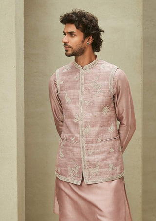 Matsya Men-Rose Pink Reimagined Jodhpuri Bundi-INDIASPOPUP.COM