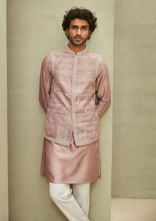 Matsya Men-Rose Pink Reimagined Jodhpuri Bundi-INDIASPOPUP.COM
