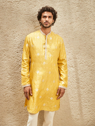 Matsya Men-Yellow Heritage Kurta And Pants-INDIASPOPUP.COM