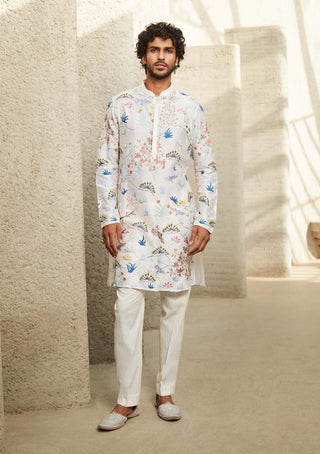 Matsya Men-Ivory Spectrum Kurta And Pants-INDIASPOPUP.COM
