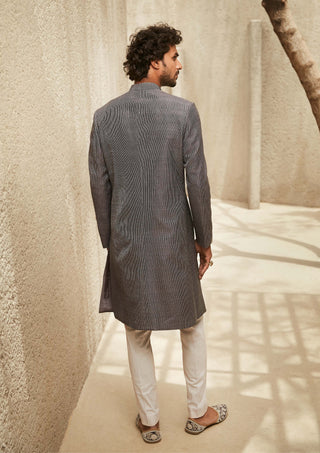 Matsya Men-Gray Global Indian Kurta And Pants-INDIASPOPUP.COM