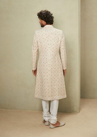 Matsya Men-Off-White Modern Indian Sherwani-INDIASPOPUP.COM
