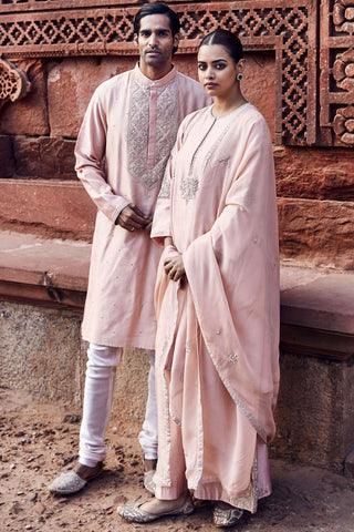 Pink Gulab Nawab Kurta And Pants by Matsya Men available on Indiaspopup.com