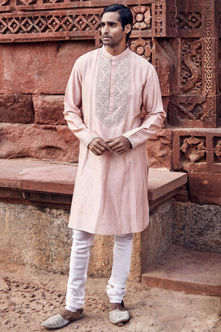 Pink Gulab Nawab Kurta And Pants by Matsya Men available on Indiaspopup.com