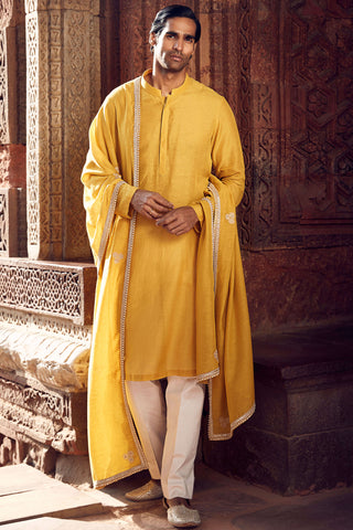 Mustard Royal Haldi Kurta Set by Matsya Men available on Indiaspopup.com