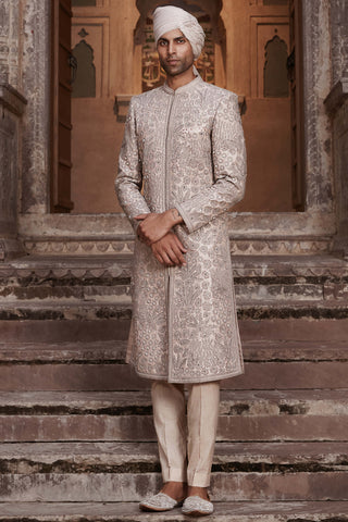 Matsya Men-Light Salmon Pink Sherwani And Kurta Set-INDIASPOPUP.COM