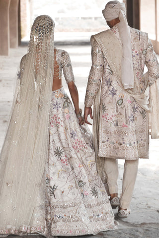 Matsya Men-Cream Udaibagh Sherwani And Kurta Set-INDIASPOPUP.COM