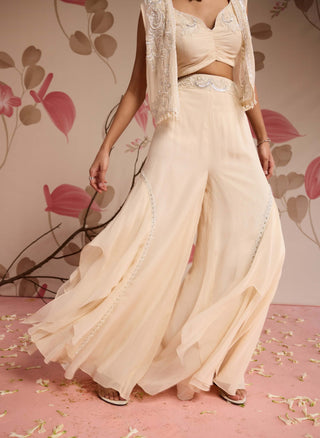 Ivory embellished jacket with choli and sharara