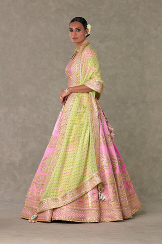 House Of Masaba-Barfi Pink Paan Patti Bridal Lehenga Set-INDIASPOPUP.COM