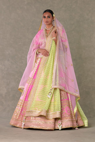 House Of Masaba-Barfi Pink Paan Patti Bridal Lehenga Set-INDIASPOPUP.COM