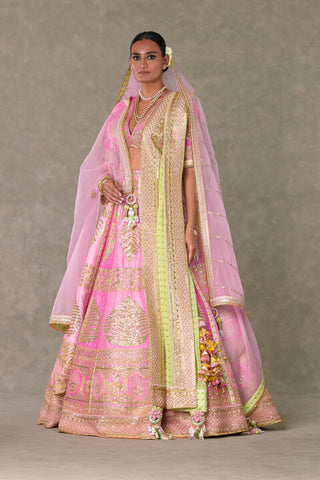 House Of Masaba-Barfi Pink Paan Patti Bridal Lehenga Set-INDIASPOPUP.COM