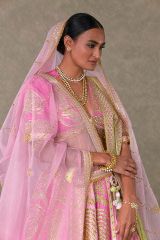 House Of Masaba-Barfi Pink Paan Patti Bridal Lehenga Set-INDIASPOPUP.COM