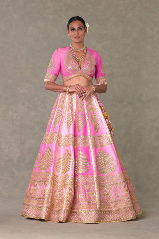 House Of Masaba-Barfi Pink Paan Patti Bridal Lehenga Set-INDIASPOPUP.COM