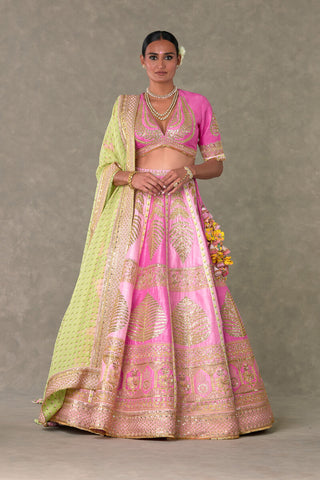 House Of Masaba-Barfi Pink Paan Patti Bridal Lehenga Set-INDIASPOPUP.COM