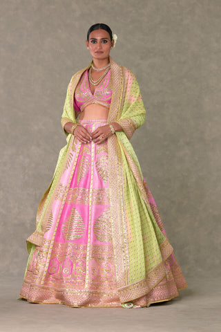 House Of Masaba-Barfi Pink Paan Patti Bridal Lehenga Set-INDIASPOPUP.COM