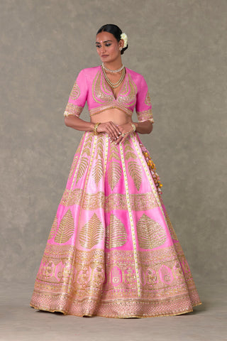 House Of Masaba-Barfi Pink Paan Patti Lehenga Set-INDIASPOPUP.COM