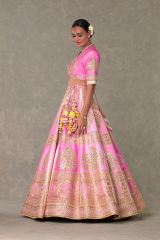 House Of Masaba-Barfi Pink Paan Patti Lehenga Set-INDIASPOPUP.COM