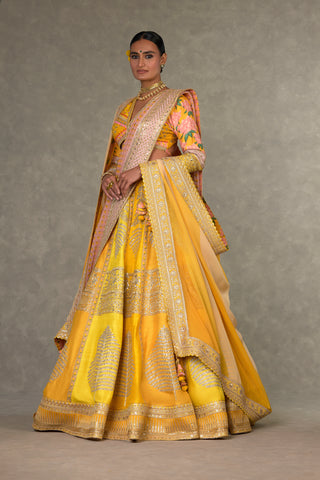 House Of Masaba-Yellow Sorbet Lehenga Set With Two Dupattas-INDIASPOPUP.COM