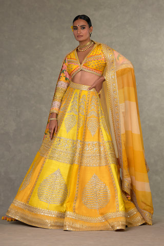 House Of Masaba-Yellow Sorbet Lehenga Set With Two Dupattas-INDIASPOPUP.COM