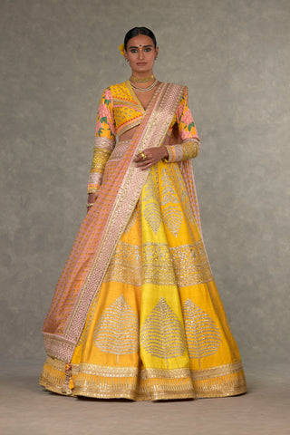 House Of Masaba-Yellow Sorbet Lehenga Set With Two Dupattas-INDIASPOPUP.COM