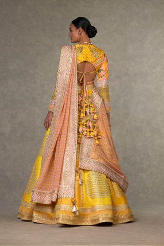 House Of Masaba-Yellow Sorbet Lehenga Set With Two Dupattas-INDIASPOPUP.COM